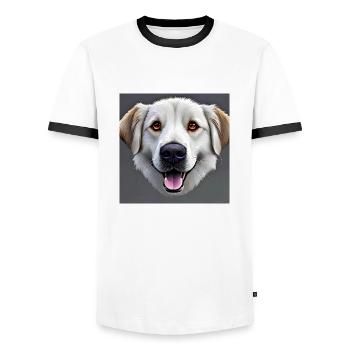 weisser Hundekopf traurig schauend - Männer Kontrast-T-Shirt - Weiß/Schwarz - Vorne - AI Model Female 172 light (172cm) & AI Model Male 178 dark (178cm)