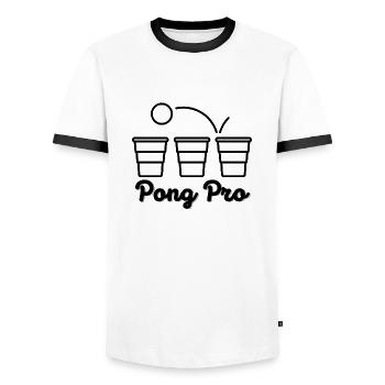 Pong Pro - Men's Ringer Shirt - white/black - Front - AI Model Female 172 light (172cm) & AI Model Male 178 dark (178cm)