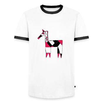 Ein lustiges Einhorn - Männer Kontrast-T-Shirt - Weiß/Schwarz - Vorne - AI Model Female 172 light (172cm) & AI Model Male 178 dark (178cm)