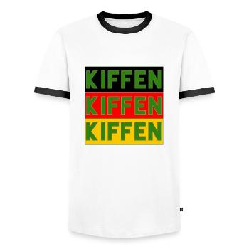 DEUTSCHLAND KIFFT - KIFFEN - KIFFEN - KIFFEN - Männer Kontrast-T-Shirt - Weiß/Schwarz - Vorne - AI Model Female 172 light (172cm) & AI Model Male 178 dark (178cm)