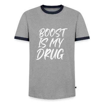 Boost is my Drug Auto Tuning Leidenschaft Geschenk - Männer Kontrast-T-Shirt - Grau/Navy  - Vorne - AI Model Female 172 light (172cm) & AI Model Male 178 light (178cm)