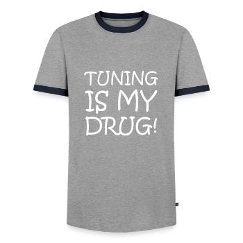 Tuning is my Drug Auto Turbo Leidenschaft Geschenk - Männer Kontrast-T-Shirt - Grau/Navy  - Vorne - AI Model Female 172 light (172cm) & AI Model Male 178 light (178cm)