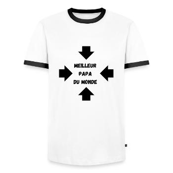 Famille - T-shirt contrasté Homme - blanc/noir - Devant - AI Model Female 172 light (172cm) & AI Model Male 178 dark (178cm)
