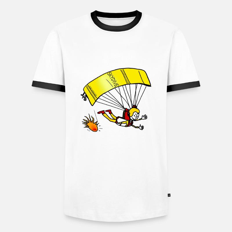 Skydive - Fallschirmspringer Comic - Männer Kontrast-T-Shirt - Weiß/Schwarz