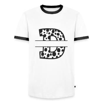Personalized cow pattern letter - Men's Ringer Shirt - white/black - Front - AI Model Female 172 light (172cm) & AI Model Male 178 dark (178cm)