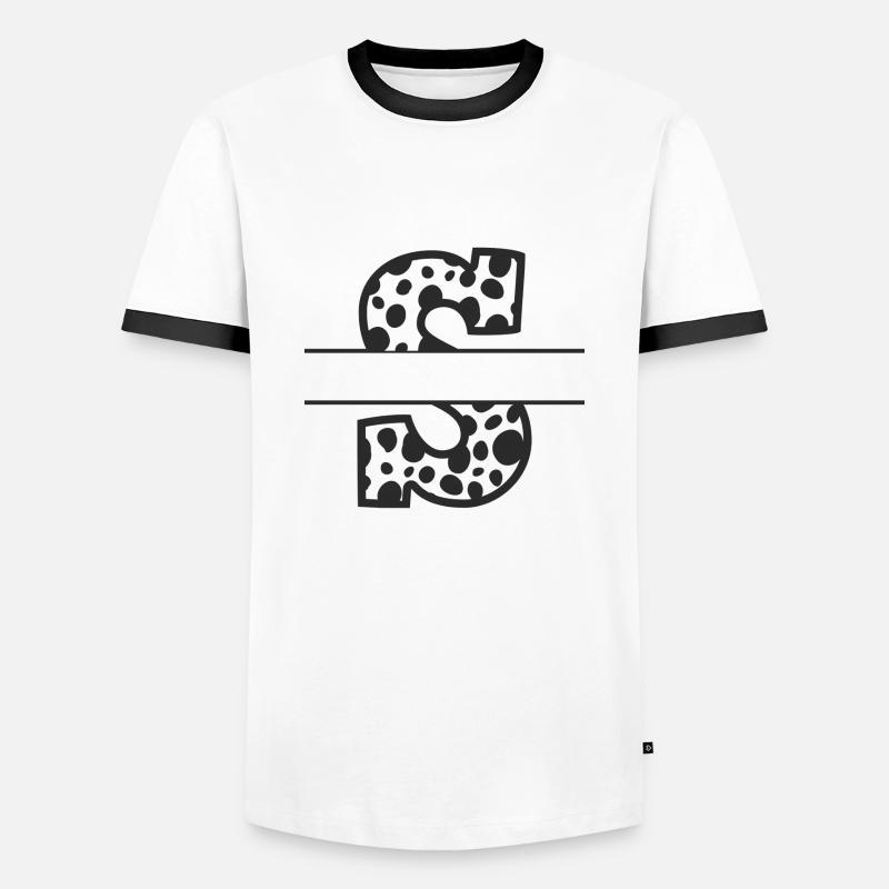 Personalized cow pattern letters - Men's Ringer Shirt - white/black