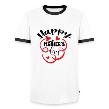 Happy Mother's Day - Men's Ringer Shirt - white/black - Front - AI Model Female 172 light (172cm) & AI Model Male 178 dark (178cm)