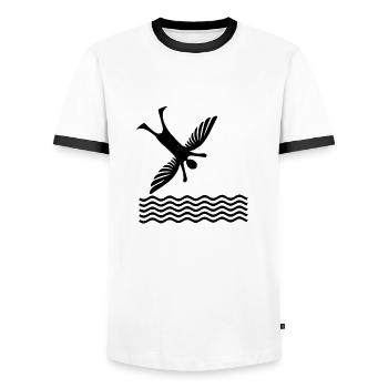 Icarus - Men's Ringer Shirt - white/black - Front - AI Model Female 172 light (172cm) & AI Model Male 178 dark (178cm)