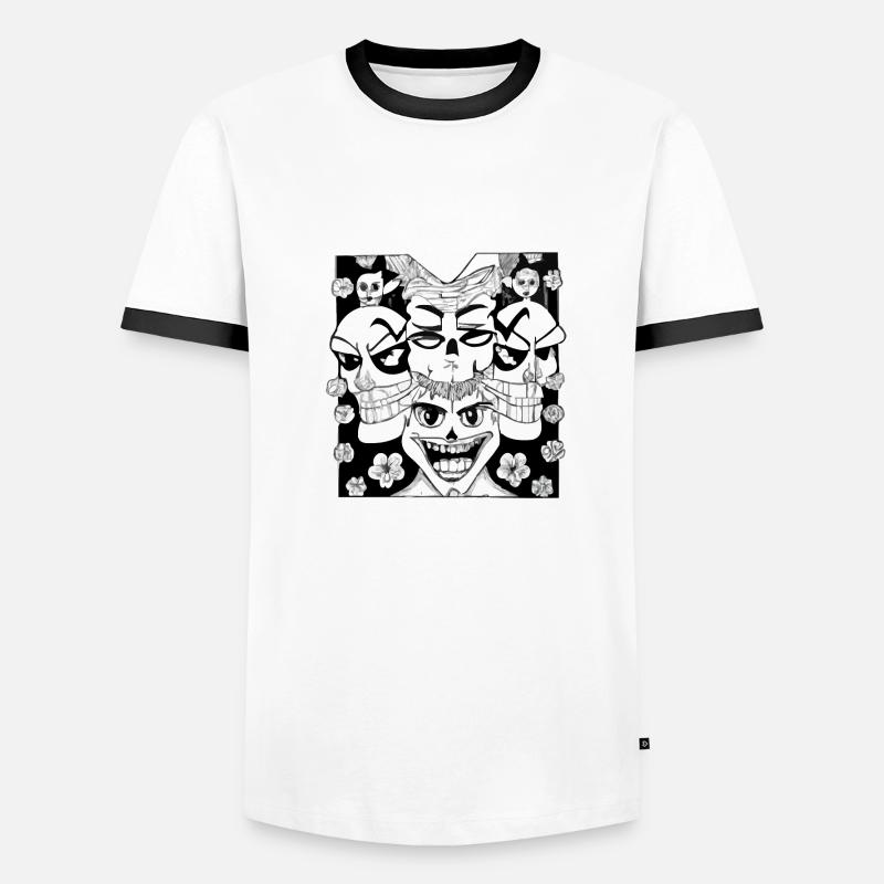 Skull combo - Men's Ringer Shirt - white/black