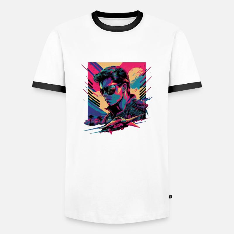 Retro Emblems - Movie - Pilot - Männer Kontrast-T-Shirt - Weiß/Schwarz