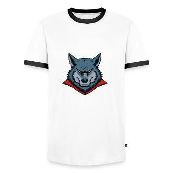 Acko the cunning wolf - Men's Ringer Shirt - white/black - Front - AI Model Female 172 light (172cm) & AI Model Male 178 dark (178cm)