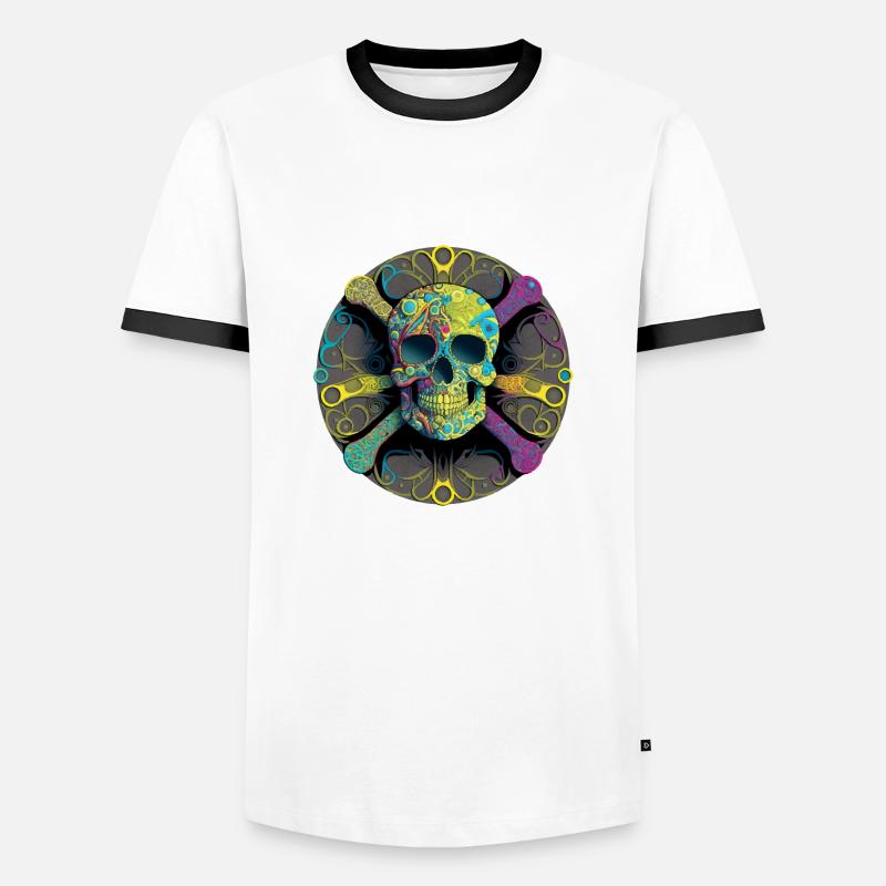 Skull and bone - Men's Ringer Shirt - white/black