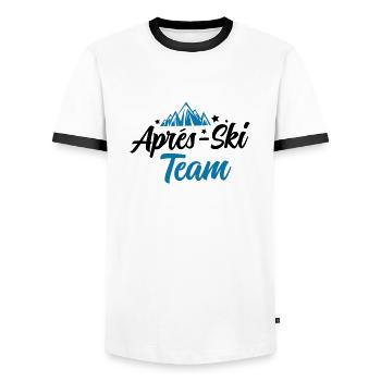 Après-Ski Team - Men's Ringer Shirt - white/black - Front - AI Model Female 172 light (172cm) & AI Model Male 178 dark (178cm)