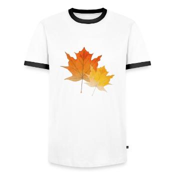 Feuilles d'érable - T-shirt contrasté Homme - blanc/noir - Devant - AI Model Female 172 light (172cm) & AI Model Male 178 dark (178cm)