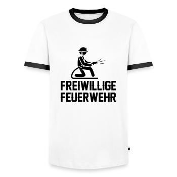 feuerwehr freiwillige - Männer Kontrast-T-Shirt - Weiß/Schwarz - Vorne - AI Model Female 172 light (172cm) & AI Model Male 178 dark (178cm)