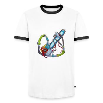 La tronçonneuse - T-shirt contrasté Homme - blanc/noir - Devant - AI Model Female 172 light (172cm) & AI Model Male 178 dark (178cm)