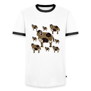 Rams - Men's Ringer Shirt - white/black - Front - AI Model Female 172 light (172cm) & AI Model Male 178 dark (178cm)