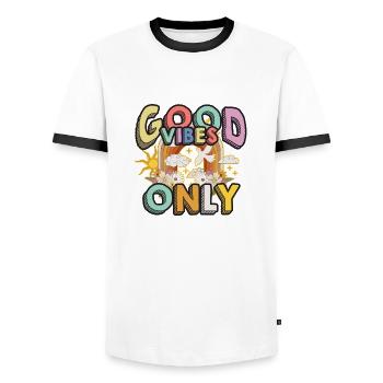 Hippie - Männer Kontrast-T-Shirt - Weiß/Schwarz - Vorne - AI Model Female 172 light (172cm) & AI Model Male 178 dark (178cm)