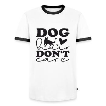 Les poils de chien ne s’en soucient pas - T-shirt contrasté Homme - blanc/noir - Devant - AI Model Female 172 light (172cm) & AI Model Male 178 dark (178cm)