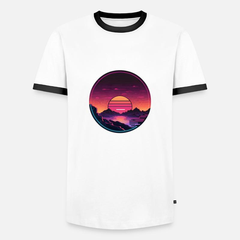 Synthwave Sunset - Männer Kontrast-T-Shirt - Weiß/Schwarz