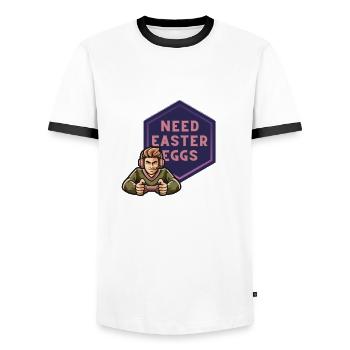 Need Easter Eggs - Männer Kontrast-T-Shirt - Weiß/Schwarz - Vorne - AI Model Female 172 light (172cm) & AI Model Male 178 dark (178cm)