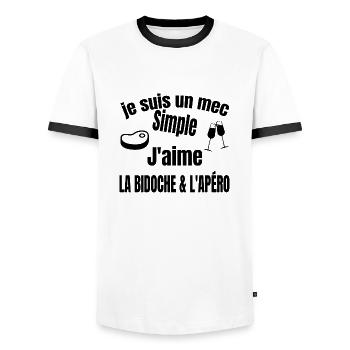 bidoche et apéro - T-shirt contrasté Homme - blanc/noir - Devant - AI Model Female 172 light (172cm) & AI Model Male 178 dark (178cm)