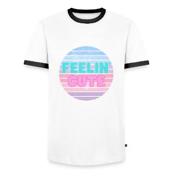 Feelin' Mignon - T-shirt contrasté Homme - blanc/noir - Devant - AI Model Female 172 light (172cm) & AI Model Male 178 dark (178cm)