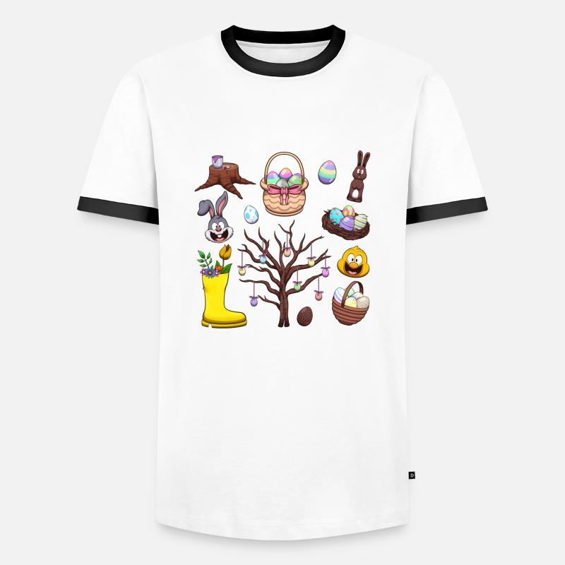 Oster-Elemente - Männer Kontrast-T-Shirt - Weiß/Schwarz