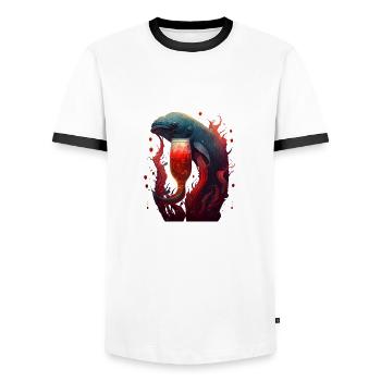 Motif cool avec une créature marine et de la bière - T-shirt contrasté Homme - blanc/noir - Devant - AI Model Female 172 light (172cm) & AI Model Male 178 dark (178cm)