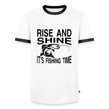 Rise and Shine it ́s Fishing Time - Men's Ringer Shirt - white/black - Front - AI Model Female 172 light (172cm) & AI Model Male 178 dark (178cm)