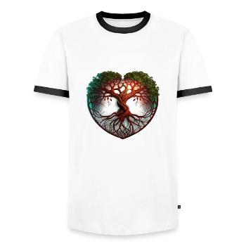 Baum des Lebens Ökologie Natur Herz - Männer Kontrast-T-Shirt - Weiß/Schwarz - Vorne - AI Model Female 172 light (172cm) & AI Model Male 178 dark (178cm)