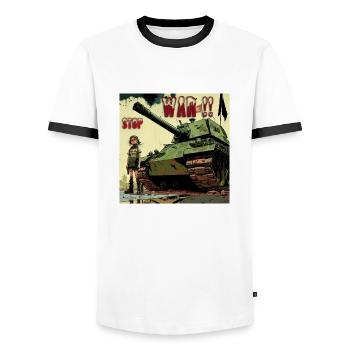 Stopt den Krieg - Männer Kontrast-T-Shirt - Weiß/Schwarz - Vorne - AI Model Female 172 light (172cm) & AI Model Male 178 dark (178cm)