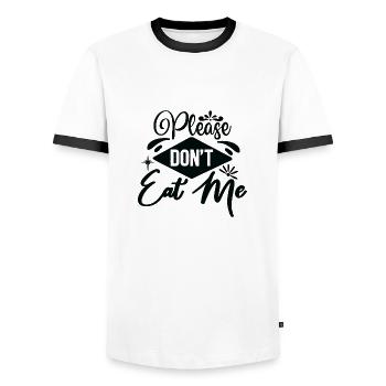 Please Don´t Eat Me - Männer Kontrast-T-Shirt - Weiß/Schwarz - Vorne - AI Model Female 172 light (172cm) & AI Model Male 178 dark (178cm)