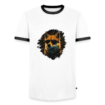 Mysterious Doge - Men's Ringer Shirt - white/black - Front - AI Model Female 172 light (172cm) & AI Model Male 178 dark (178cm)