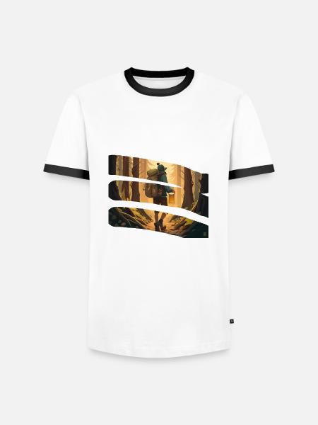 Wanderer im Wald mit Bier - Männer Kontrast-T-Shirt - Weiß/Schwarz