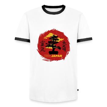 Red Bonsai - Men's Ringer Shirt - white/black - Front - AI Model Female 172 light (172cm) & AI Model Male 178 dark (178cm)