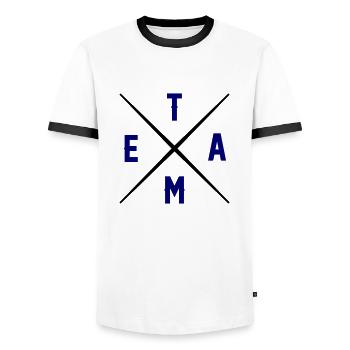 équipe - T-shirt contrasté Homme - blanc/noir - Devant - AI Model Female 172 light (172cm) & AI Model Male 178 dark (178cm)