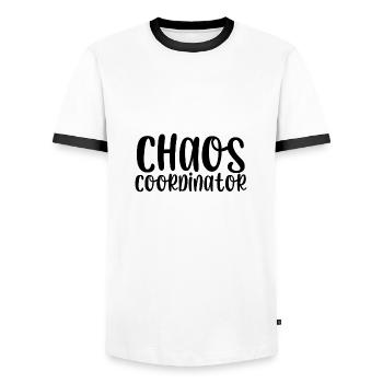 Coordinateur du chaos - T-shirt contrasté Homme - blanc/noir - Devant - AI Model Female 172 light (172cm) & AI Model Male 178 dark (178cm)