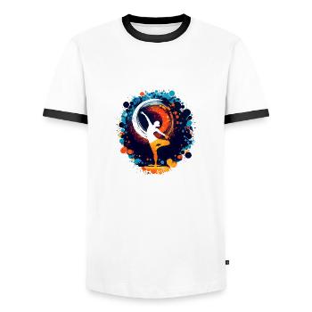 Œuvres d’art de danse de yoga colorées, points colorés - T-shirt contrasté Homme - blanc/noir - Devant - AI Model Female 172 light (172cm) & AI Model Male 178 dark (178cm)
