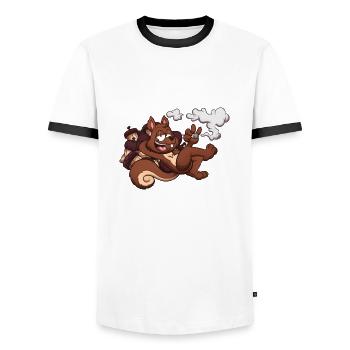 Écureuil Fumer un joint - T-shirt contrasté Homme - blanc/noir - Devant - AI Model Female 172 light (172cm) & AI Model Male 178 dark (178cm)