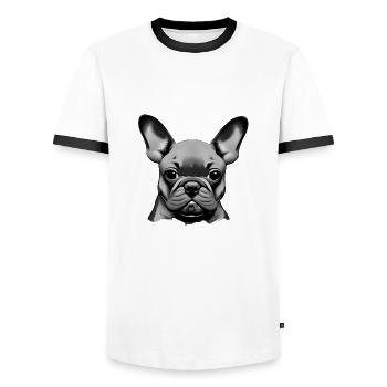 Chiens Bulldog Dog Owner Dog Owner Dog - T-shirt contrasté Homme - blanc/noir - Devant - AI Model Female 172 light (172cm) & AI Model Male 178 dark (178cm)