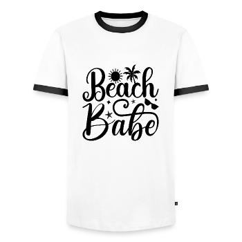 Beach Babe - Men's Ringer Shirt - white/black - Front - AI Model Female 172 light (172cm) & AI Model Male 178 dark (178cm)