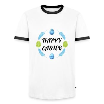 Happy Easter Easter Egg - Men's Ringer Shirt - white/black - Front - AI Model Female 172 light (172cm) & AI Model Male 178 dark (178cm)