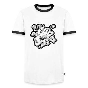Celestial - Men's Ringer Shirt - white/black - Front - AI Model Female 172 light (172cm) & AI Model Male 178 dark (178cm)