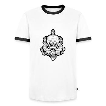 skull - Men's Ringer Shirt - white/black - Front - AI Model Female 172 light (172cm) & AI Model Male 178 dark (178cm)