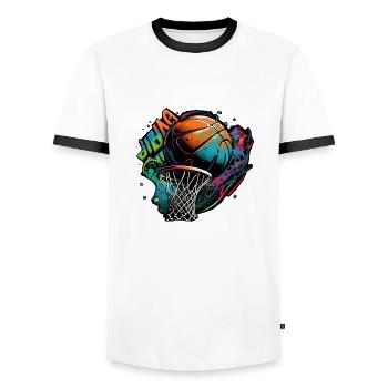 Graffiti de basket-ball coloré - T-shirt contrasté Homme - blanc/noir - Devant - AI Model Female 172 light (172cm) & AI Model Male 178 dark (178cm)