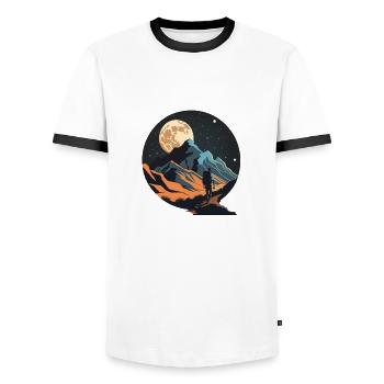 Wanderung im Mondschein Outdoor Motiv - Männer Kontrast-T-Shirt - Weiß/Schwarz - Vorne - AI Model Female 172 light (172cm) & AI Model Male 178 dark (178cm)