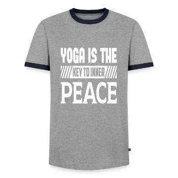 Yoga Is The Key To Inner Peace - Männer Kontrast-T-Shirt - Grau/Navy  - Vorne - AI Model Female 172 light (172cm) & AI Model Male 178 light (178cm)