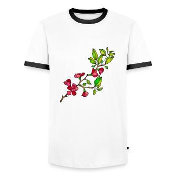 Flowers - Men's Ringer Shirt - white/black - Front - AI Model Female 172 light (172cm) & AI Model Male 178 dark (178cm)