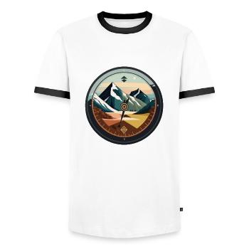 Boussole extérieure en montagne - T-shirt contrasté Homme - blanc/noir - Devant - AI Model Female 172 light (172cm) & AI Model Male 178 dark (178cm)